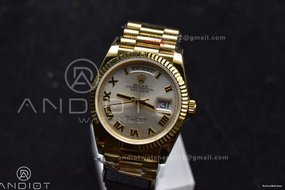 President V5 Steel Silver Best 699 DayDate vr3255 Weight) YG with Edition (Gain QF on Durable Bracelet 904L Dial 36 Roman Markers 0301